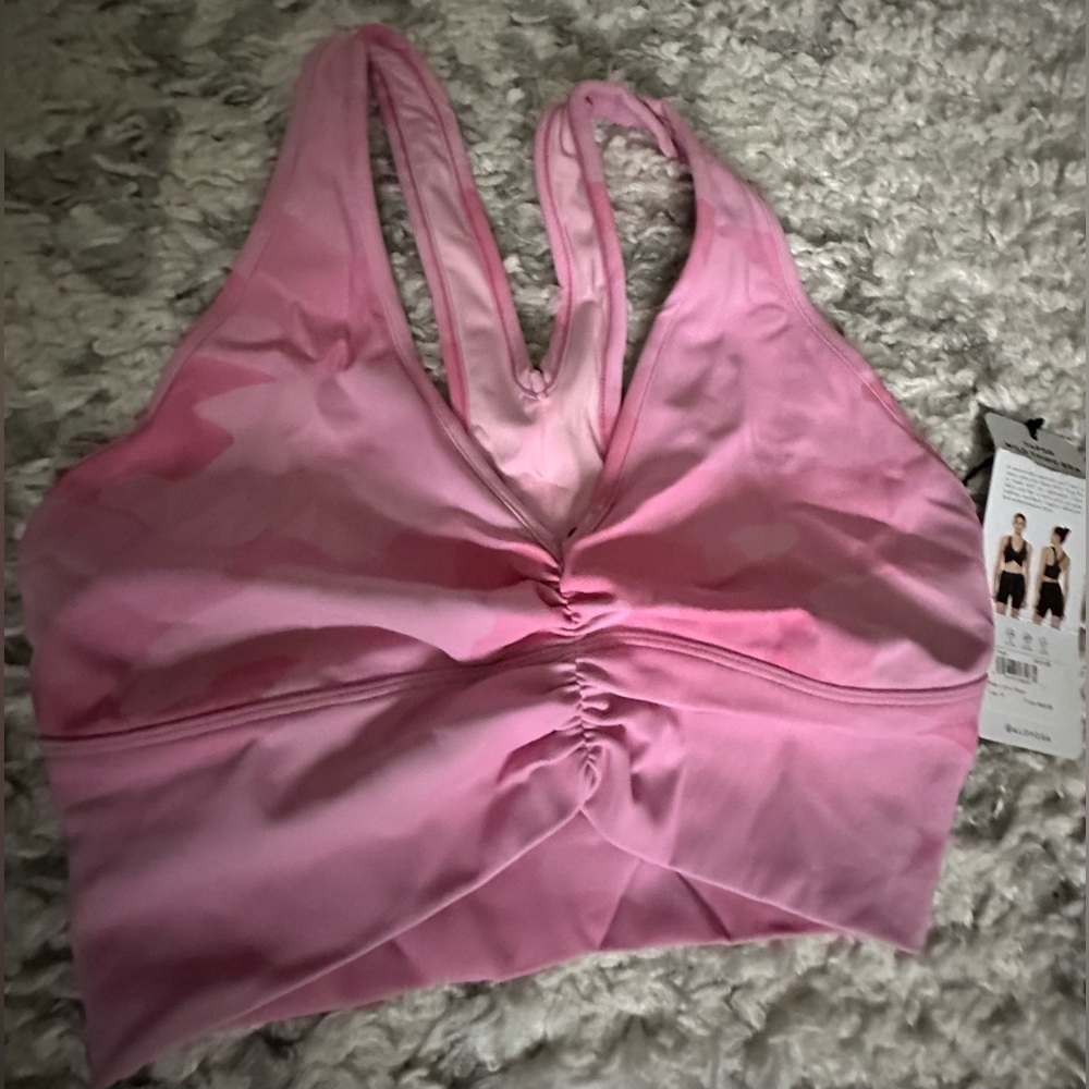 ALO Yoga Vapor Wild Thing Bra Pink Camo NWT M Rare - Picture 2 of 9